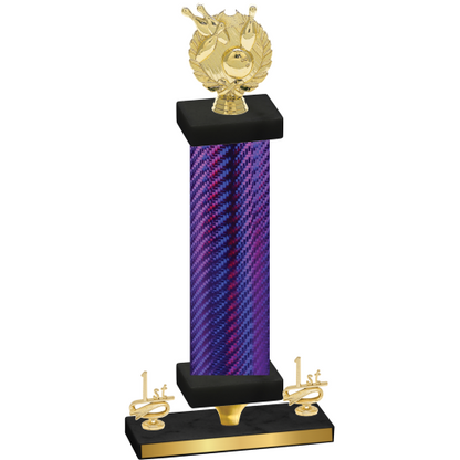 Premium Single Purple Carbon Fiber First Place Bowling Trophy