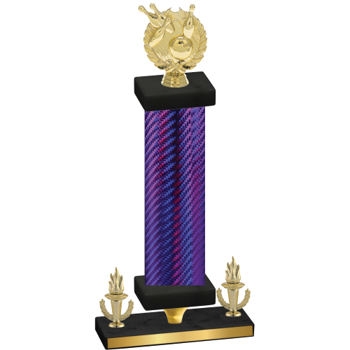 Premium Single Purple Carbon Fiber Victory Bowling Trophy
