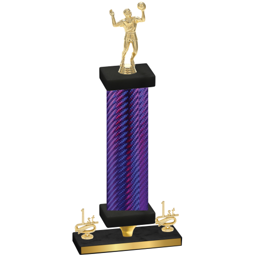 Premium Single Purple Carbon Fiber First Place Volleyball Trophy