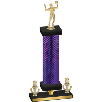 Premium Single Purple Carbon Fiber Victory Volleyball Trophy