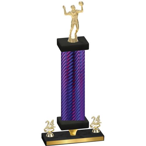 Premium Single Purple Carbon Fiber Year Volleyball Trophy