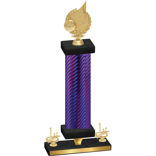 Premium Single Purple Carbon Fiber First Place Volleyball Trophy