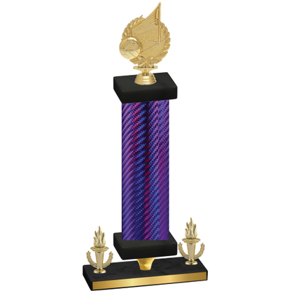 Premium Single Purple Carbon Fiber Victory Volleyball Trophy