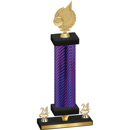 Premium Single Purple Carbon Fiber Year Volleyball Trophy