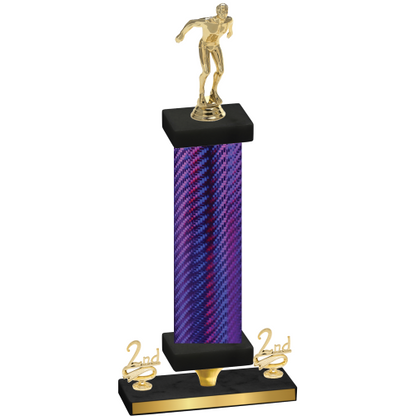 Premium Single Purple Carbon Fiber Second Place Swimming Trophy