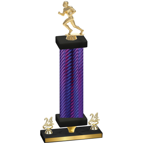 Premium Single Purple Carbon Fiber Year Football Trophy