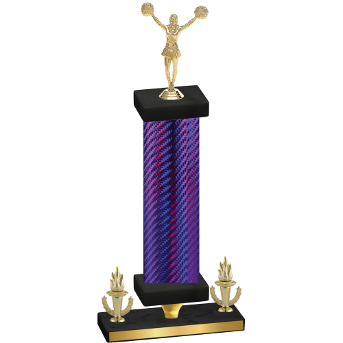 Premium Single Purple Carbon Fiber Victory Cheerleading Trophy