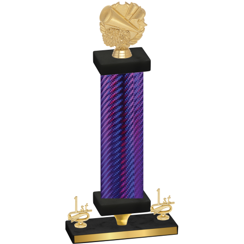 Premium Single Purple Carbon Fiber First Place Cheerleading Trophy