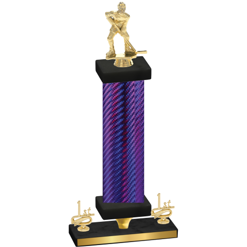 Premium Single Purple Carbon Fiber First Place Hockey Trophy