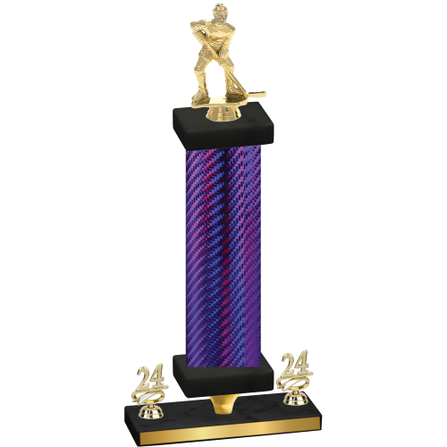 Premium Single Purple Carbon Fiber Year Hockey Trophy