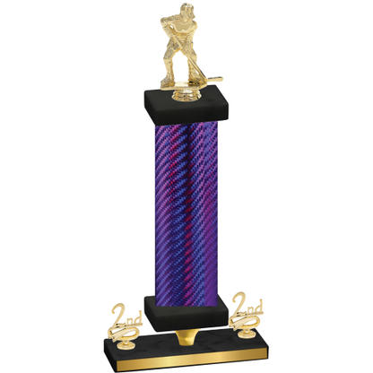 Premium Single Purple Carbon Fiber Second Place Hockey Trophy