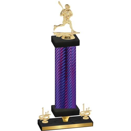 Premium Single Purple Carbon Fiber First Place Lacrosse Trophy