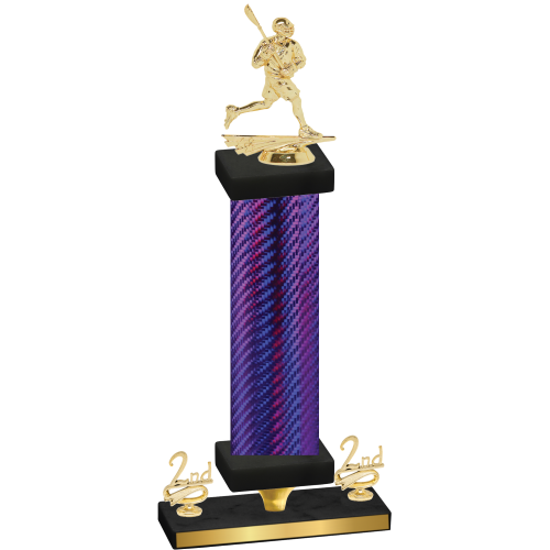 Premium Single Purple Carbon Fiber Second Place Lacrosse Trophy