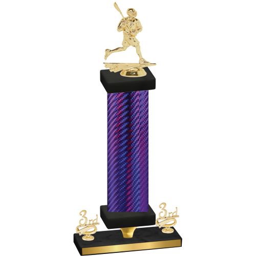 Premium Single Purple Carbon Fiber Third Place Lacrosse Trophy