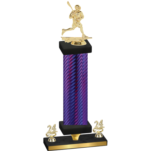 Premium Single Purple Carbon Fiber Year Lacrosse Trophy