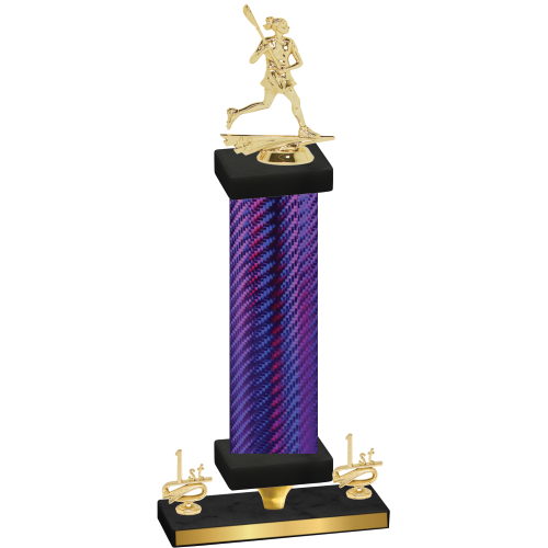 Premium Single Purple Carbon Fiber First Place Lacrosse Trophy