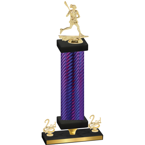 Premium Single Purple Carbon Fiber Second Place Lacrosse Trophy