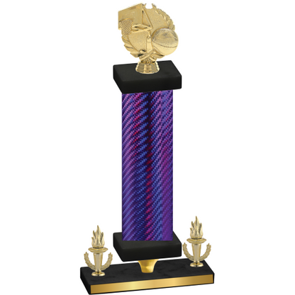 Premium Single Purple Carbon Fiber Victory Basketball Trophy