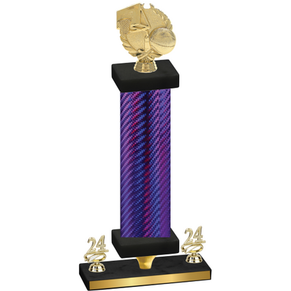 Premium Single Purple Carbon Fiber Year Basketball Trophy