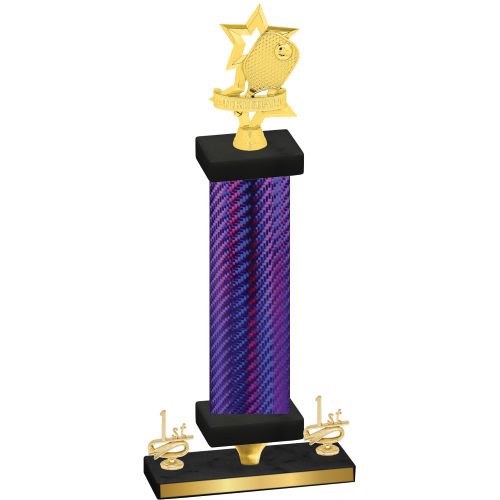 Premium Single Purple Carbon Fiber First Place Pickleball Trophy