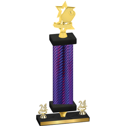 Premium Single Purple Carbon Fiber Year Pickleball Trophy