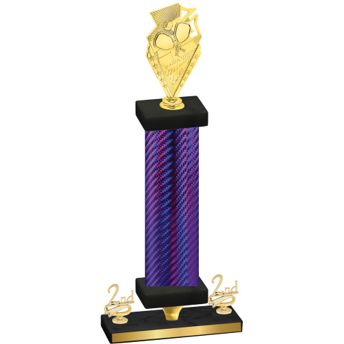 Premium Single Purple Carbon Fiber Second Place Pickleball Trophy