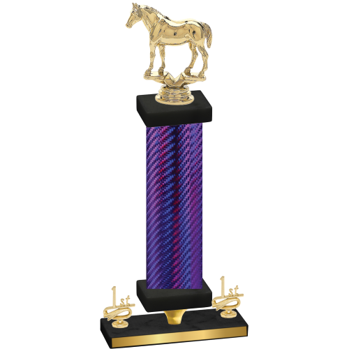 Premium Single Purple Carbon Fiber First Place Horses Trophy