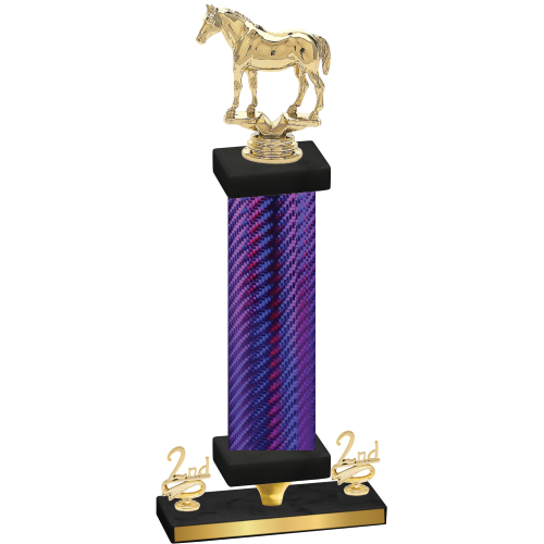 Premium Single Purple Carbon Fiber Second Place Horses Trophy