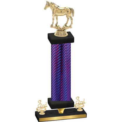 Premium Single Purple Carbon Fiber Third Place Horses Trophy