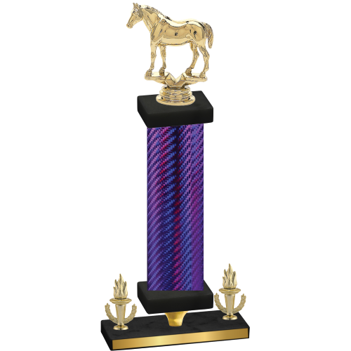 Premium Single Purple Carbon Fiber Victory Horses Trophy