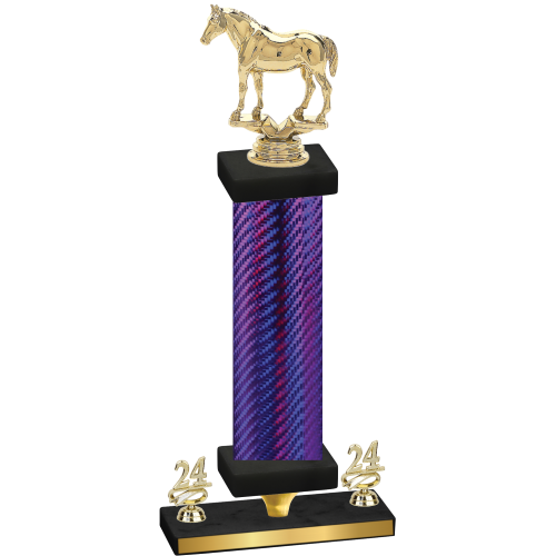 Premium Single Purple Carbon Fiber Year Horses Trophy