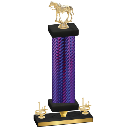 Premium Single Purple Carbon Fiber First Place Horses Trophy