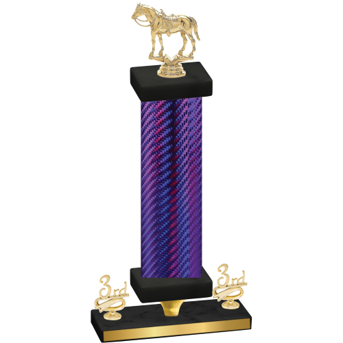 Premium Single Purple Carbon Fiber Third Place Horses Trophy