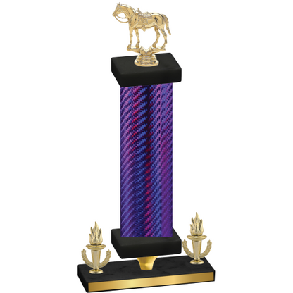 Premium Single Purple Carbon Fiber Victory Horses Trophy