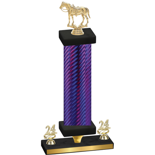 Premium Single Purple Carbon Fiber Year Horses Trophy