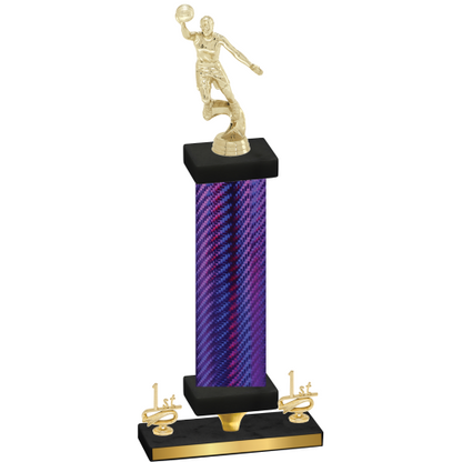 Premium Single Purple Carbon Fiber First Place Basketball Trophy