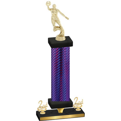 Premium Single Purple Carbon Fiber Second Place Basketball Trophy