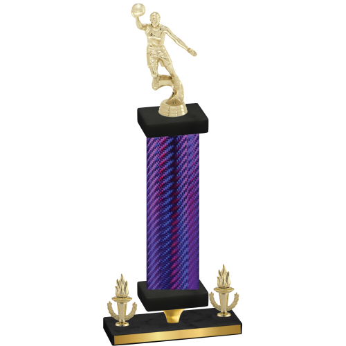 Premium Single Purple Carbon Fiber Victory Basketball Trophy