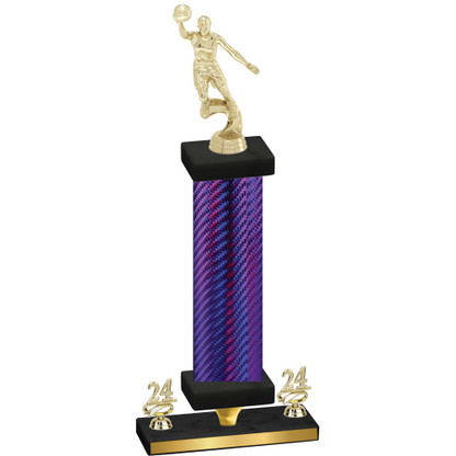 Premium Single Purple Carbon Fiber Year Basketball Trophy