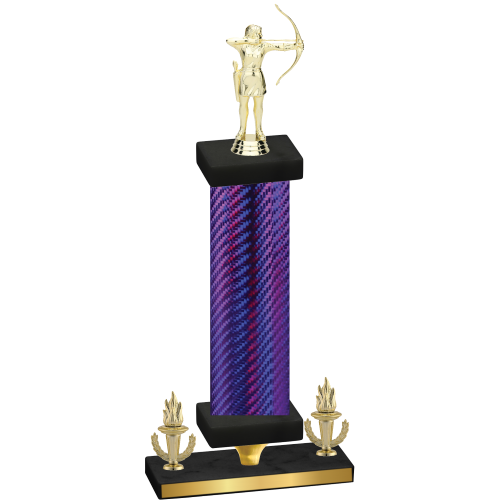 Premium Single Purple Carbon Fiber Victory Archery Trophy