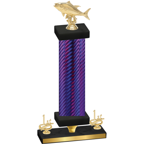 Premium Single Purple Carbon Fiber First Place Fishing Trophy