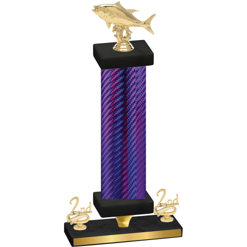 Premium Single Purple Carbon Fiber Second Place Fishing Trophy