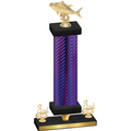 Premium Single Purple Carbon Fiber Third Place Fishing Trophy