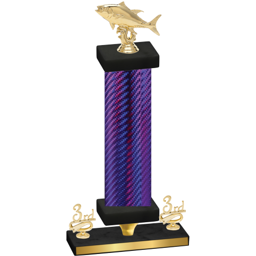 Premium Single Purple Carbon Fiber Third Place Fishing Trophy