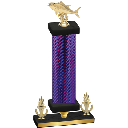 Premium Single Purple Carbon Fiber Victory Fishing Trophy