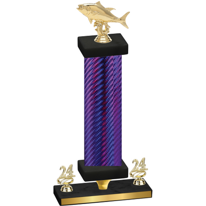 Premium Single Purple Carbon Fiber Year Fishing Trophy