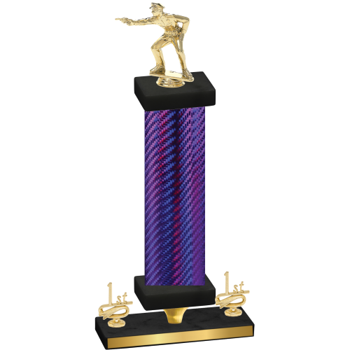 Premium Single Purple Carbon Fiber First Place Shooter Trophy