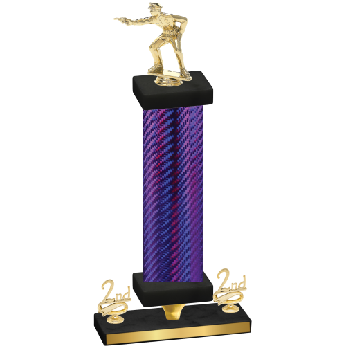Premium Single Purple Carbon Fiber Second Place Shooter Trophy