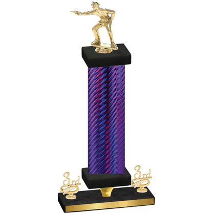 Premium Single Purple Carbon Fiber Third Place Shooter Trophy