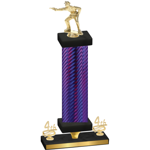 Premium Single Purple Carbon Fiber Fourth Place Shooter Trophy